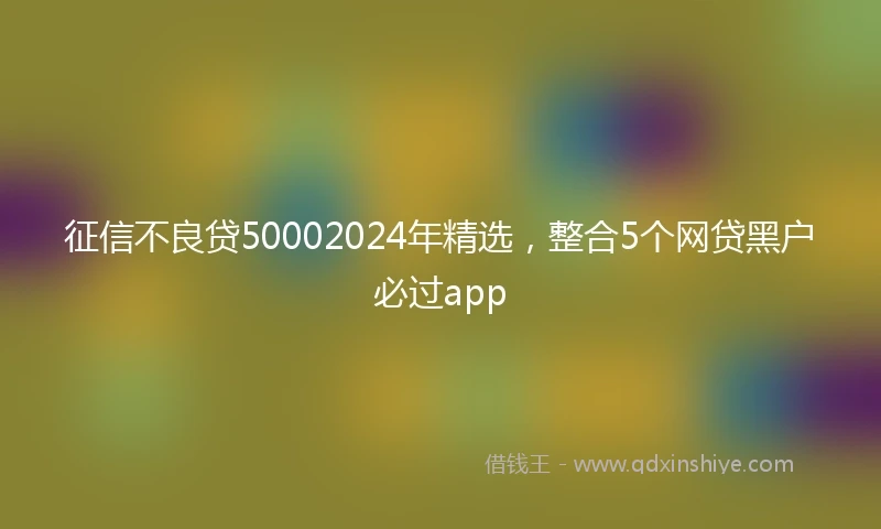 征信不良贷50002024年精选，整合5个网贷黑户必过app