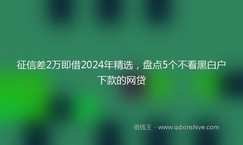 征信差2万即借2024年精选，盘点5个不看黑白户下款的网贷