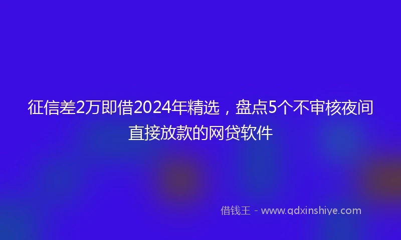 征信差2万即借2024年精选，盘点5个不审核夜间直接放款的网贷软件