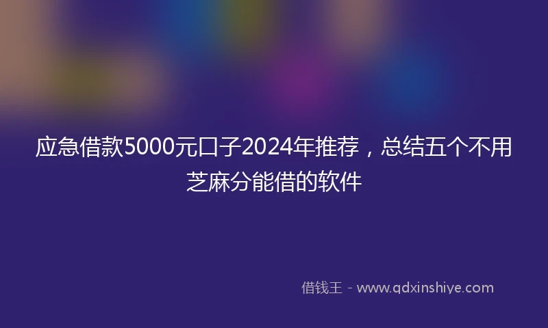 应急借款5000元口子2024年推荐，总结五个不用芝麻分能借的软件