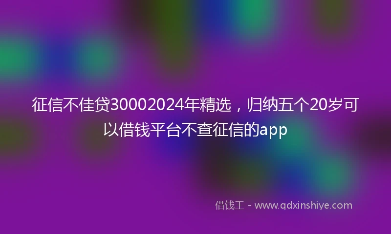 征信不佳贷30002024年精选，归纳五个20岁可以借钱平台不查征信的app