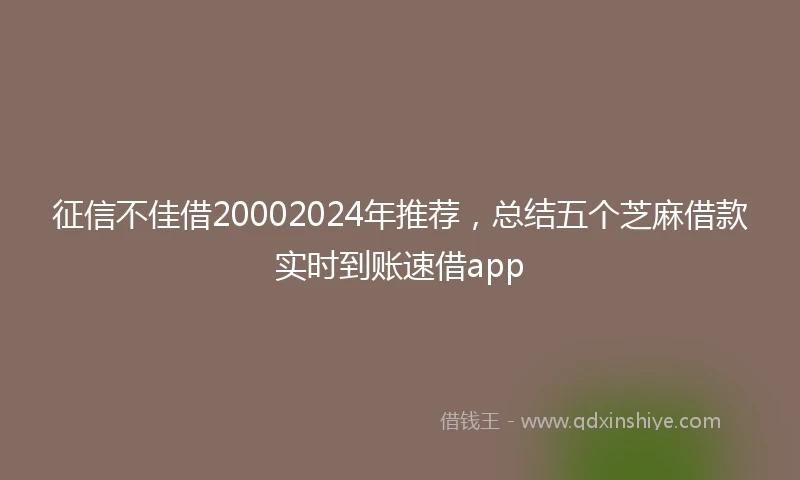 征信不佳借20002024年推荐，总结五个芝麻借款实时到账速借app