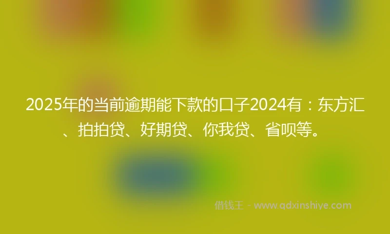 2025年的当前逾期能下款的口子2024有：东方汇、拍拍贷、好期贷、你我贷、省呗等。