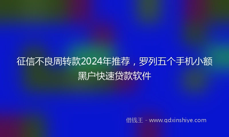 征信不良周转款2024年推荐，罗列五个手机小额黑户快速贷款软件