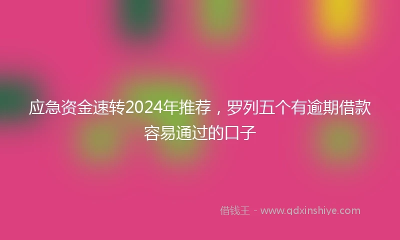 应急资金速转2024年推荐，罗列五个有逾期借款容易通过的口子