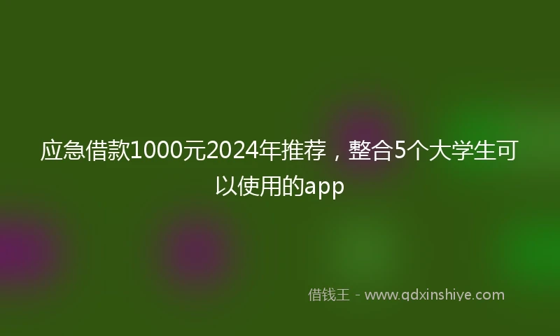 应急借款1000元2024年推荐，整合5个大学生可以使用的app
