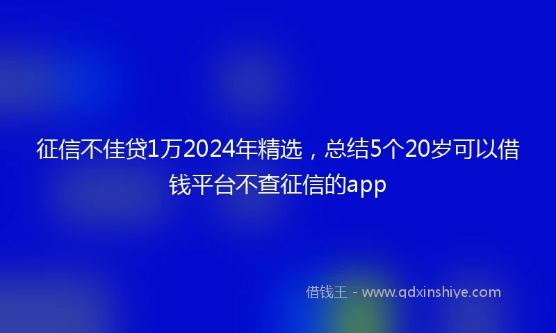 征信不佳贷1万2024年精选，总结5个20岁可以借钱平台不查征信的app
