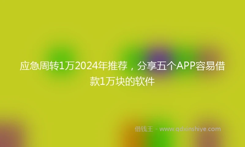 应急周转1万2024年推荐，分享五个APP容易借款1万块的软件