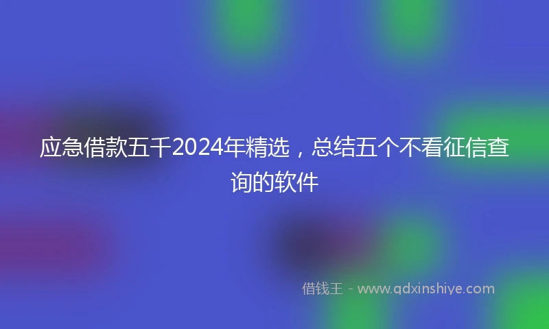 应急借款五千2024年精选，总结五个不看征信查询的软件