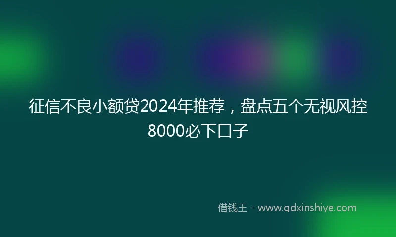 征信不良小额贷2024年推荐，盘点五个无视风控8000必下口子