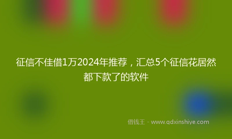 征信不佳借1万2024年推荐，汇总5个征信花居然都下款了的软件