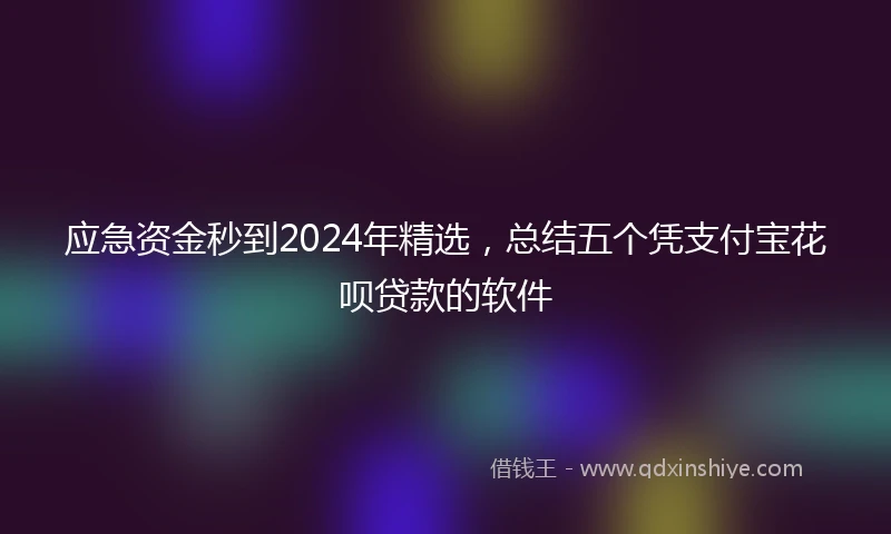 应急资金秒到2024年精选，总结五个凭支付宝花呗贷款的软件