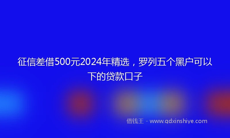 征信差借500元2024年精选，罗列五个黑户可以下的贷款口子