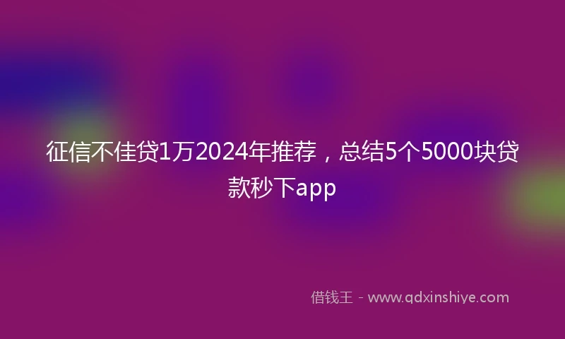 征信不佳贷1万2024年推荐，总结5个5000块贷款秒下app