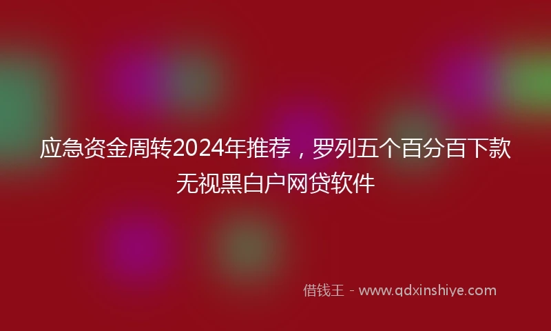应急资金周转2024年推荐，罗列五个百分百下款无视黑白户网贷软件
