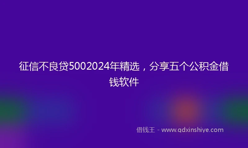 征信不良贷5002024年精选，分享五个公积金借钱软件