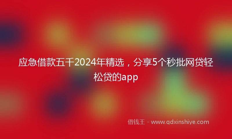 应急借款五千2024年精选，分享5个秒批网贷轻松贷的app