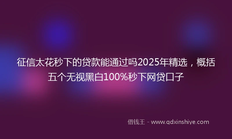 征信太花秒下的贷款能通过吗2025年精选，概括五个无视黑白100%秒下网贷口子