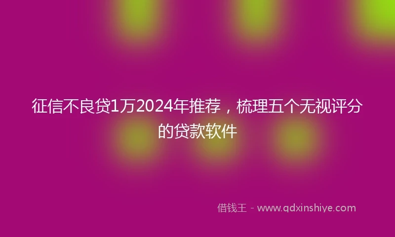 征信不良贷1万2024年推荐，梳理五个无视评分的贷款软件