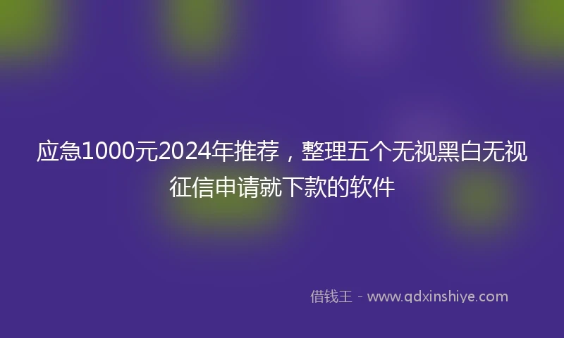 应急1000元2024年推荐，整理五个无视黑白无视征信申请就下款的软件