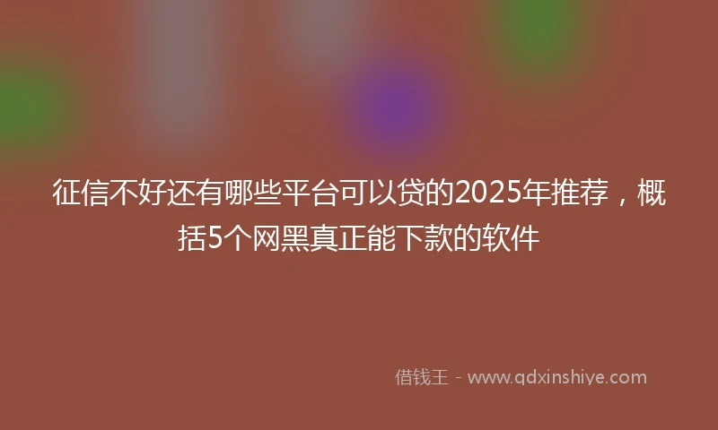 征信不好还有哪些平台可以贷的2025年推荐，概括5个网黑真正能下款的软件