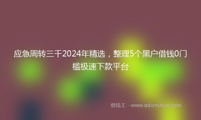 应急周转三千2024年精选，整理5个黑户借钱0门槛极速下款平台