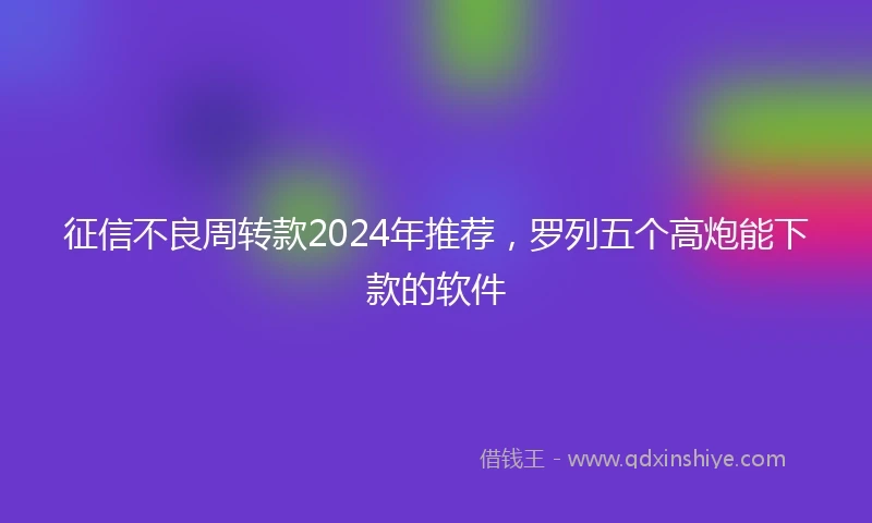 征信不良周转款2024年推荐，罗列五个高炮能下款的软件