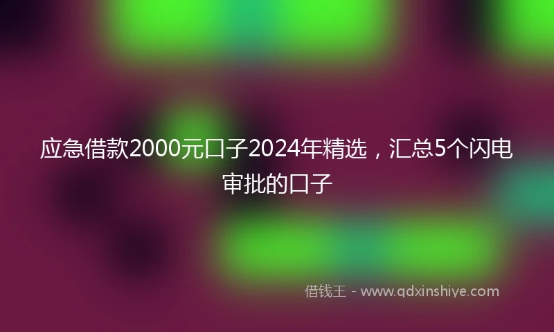应急借款2000元口子2024年精选，汇总5个闪电审批的口子