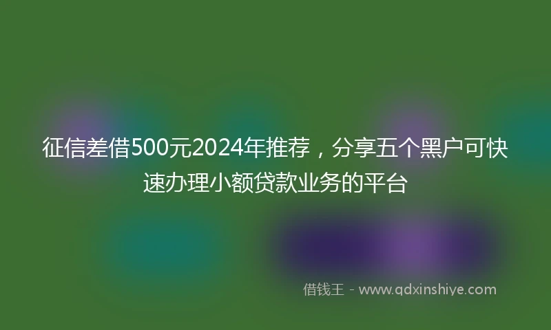 征信差借500元2024年推荐，分享五个黑户可快速办理小额贷款业务的平台