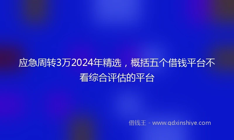 应急周转3万2024年精选，概括五个借钱平台不看综合评估的平台