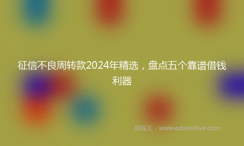 征信不良周转款2024年精选，盘点五个靠谱借钱利器