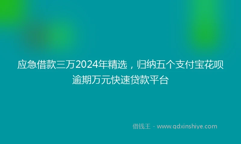 应急借款三万2024年精选，归纳五个支付宝花呗逾期万元快速贷款平台