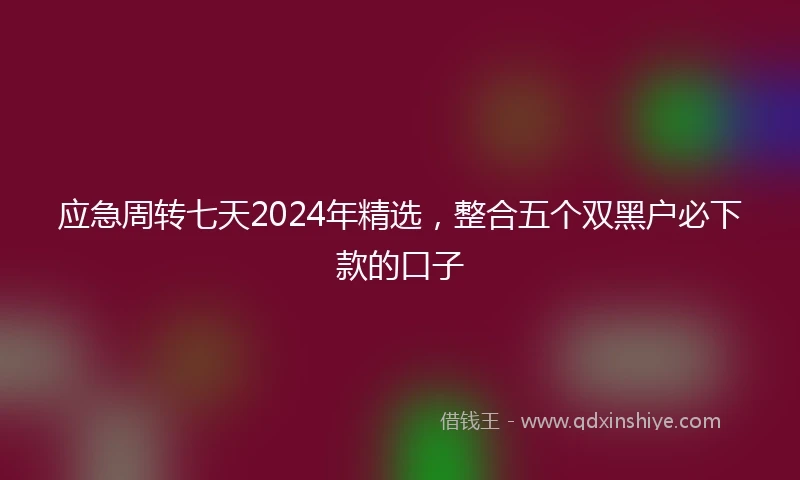 应急周转七天2024年精选，整合五个双黑户必下款的口子