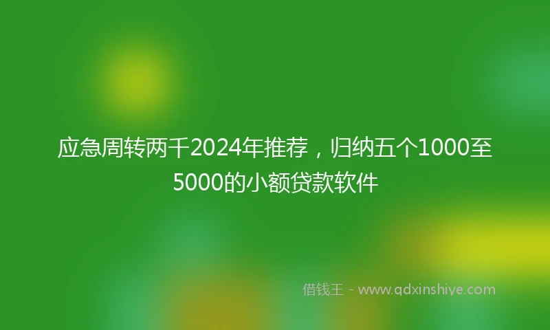 应急周转两千2024年推荐，归纳五个1000至5000的小额贷款软件
