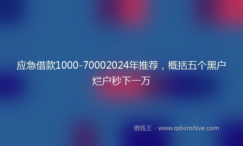 应急借款1000-70002024年推荐，概括五个黑户烂户秒下一万