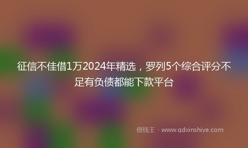 征信不佳借1万2024年精选，罗列5个综合评分不足有负债都能下款平台