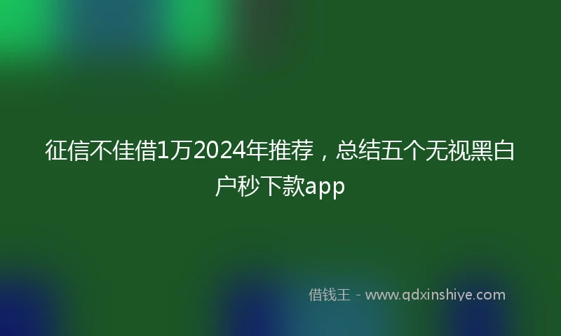 征信不佳借1万2024年推荐，总结五个无视黑白户秒下款app