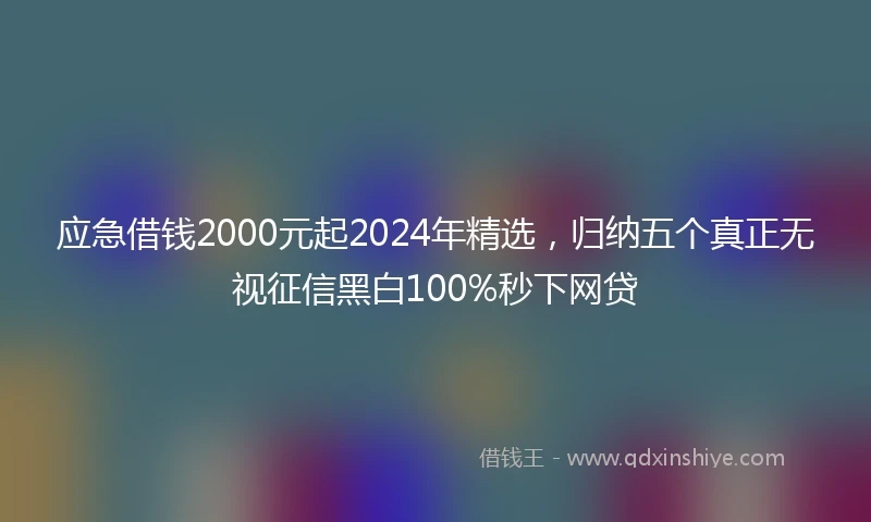 应急借钱2000元起2024年精选，归纳五个真正无视征信黑白100%秒下网贷