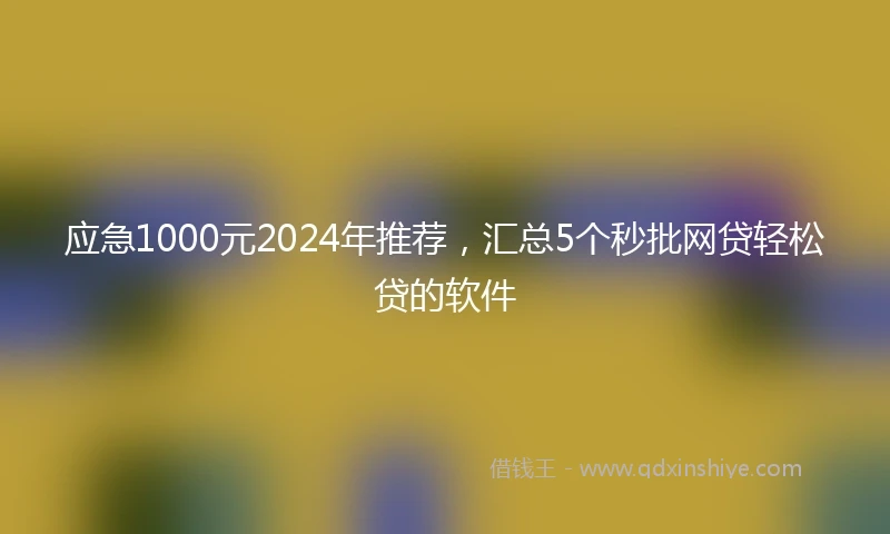 应急1000元2024年推荐，汇总5个秒批网贷轻松贷的软件