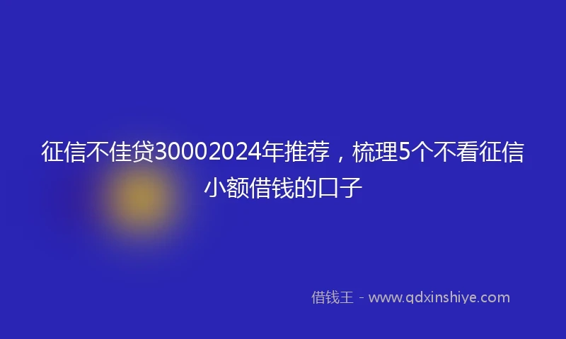 征信不佳贷30002024年推荐，梳理5个不看征信小额借钱的口子