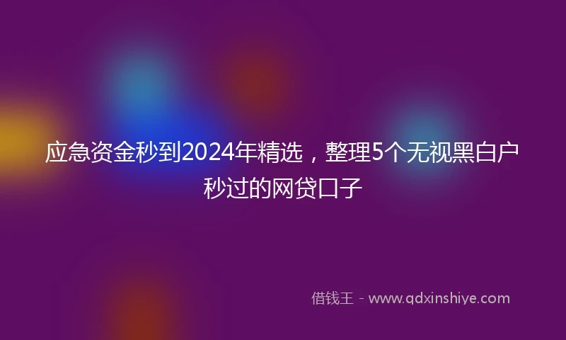 应急资金秒到2024年精选，整理5个无视黑白户秒过的网贷口子