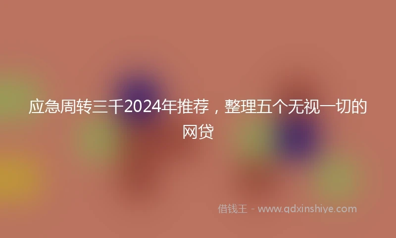 应急周转三千2024年推荐，整理五个无视一切的网贷