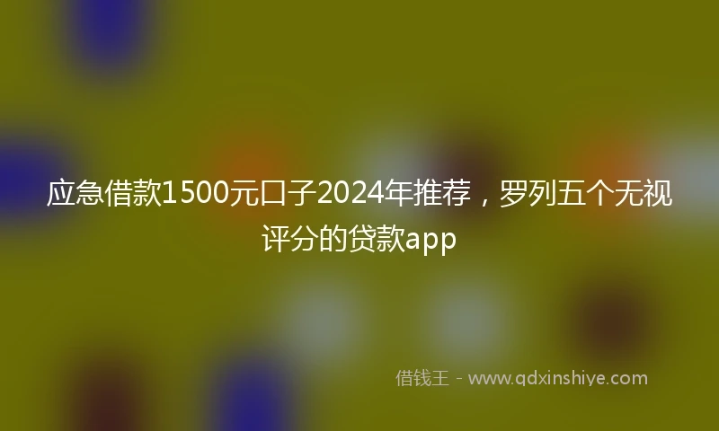 应急借款1500元口子2024年推荐，罗列五个无视评分的贷款app