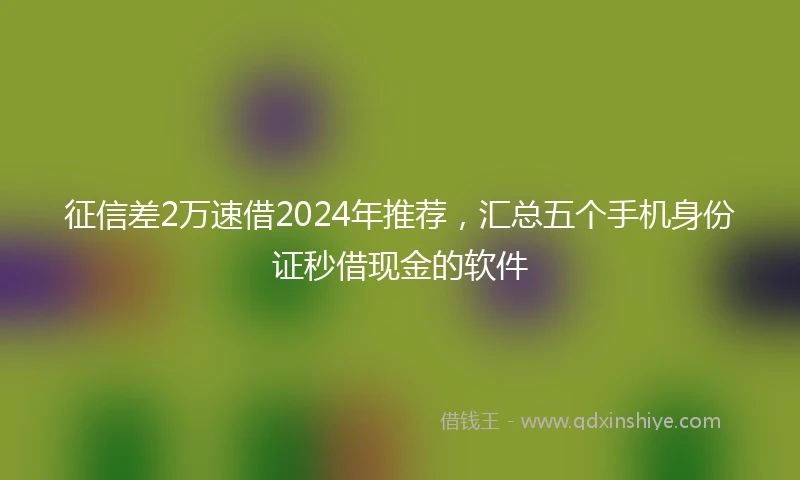 征信差2万速借2024年推荐，汇总五个手机身份证秒借现金的软件
