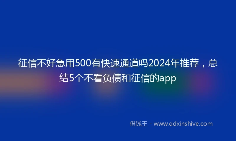 征信不好急用500有快速通道吗2024年推荐，总结5个不看负债和征信的app