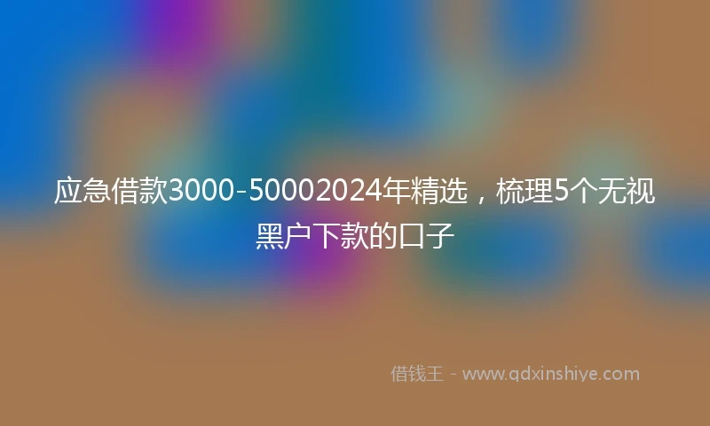 应急借款3000-50002024年精选，梳理5个无视黑户下款的口子