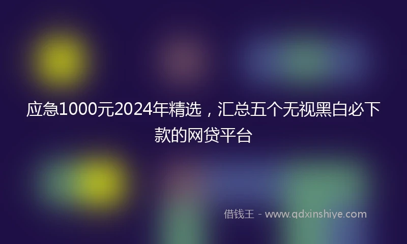 应急1000元2024年精选，汇总五个无视黑白必下款的网贷平台