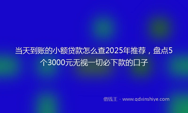 当天到账的小额贷款怎么查2025年推荐，盘点5个3000元无视一切必下款的口子