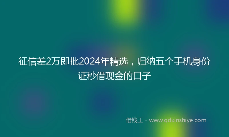 征信差2万即批2024年精选，归纳五个手机身份证秒借现金的口子
