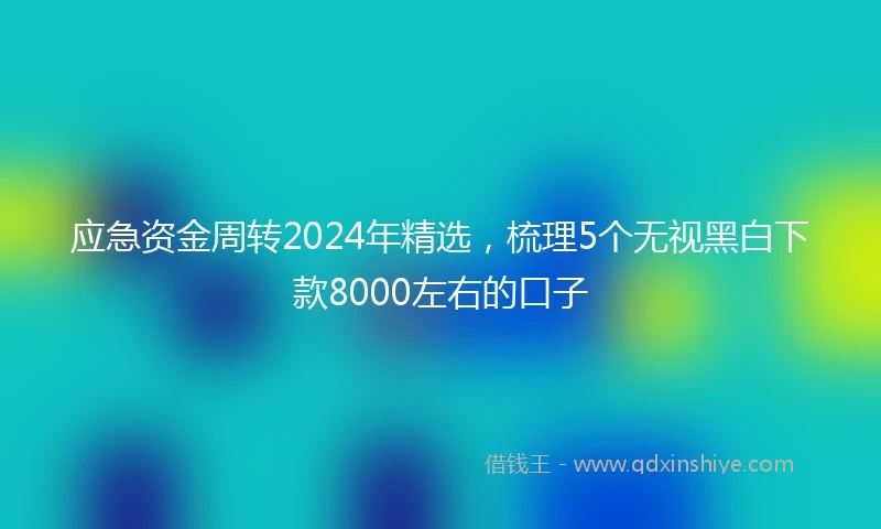 应急资金周转2024年精选，梳理5个无视黑白下款8000左右的口子